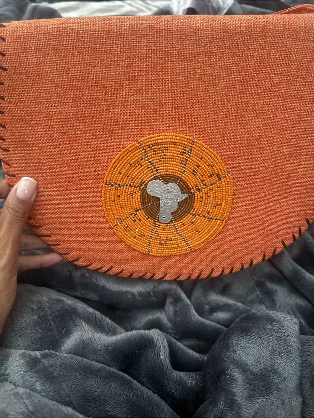 Orange Beaded Bag
